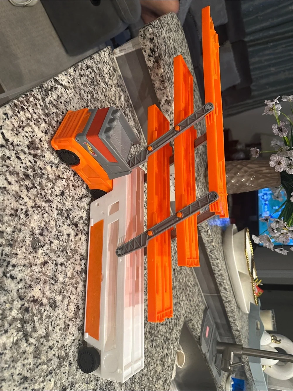 Orange Toy Car Carrier Truck Playset with 4 Mini Cars